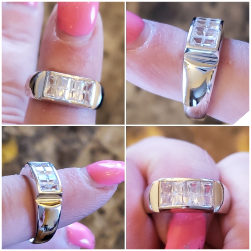 Genuine 3ct Princess Cut White Topaz Ring Size 9 - Picture 3 of 7